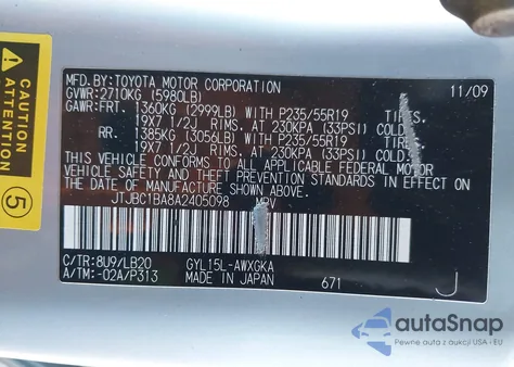 2010 Lexus Rx 450H из США, поврежденный, VIN JTJBC1BA8A2405098